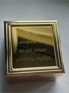 Proverbs 27:17 Engraved Gold Square Jewelry Box Hinged Lid Things Remembered